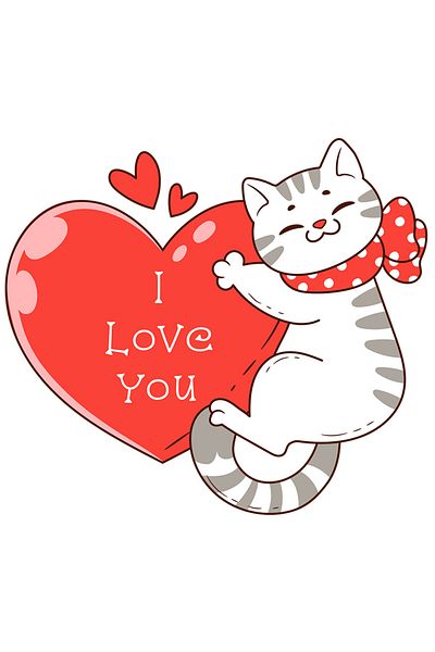 StoryGift Romania Sticker Eticheta 50CM cu pisca cu mesajul "I love you", iubire, inima, dragoste, afectiune cu