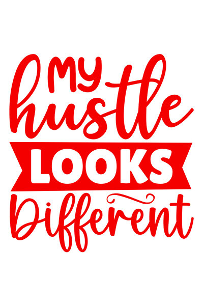 StoryGift Romania Sticker Autocolant 30CM Exterior cu mesajul in engleza "My hustle looks different" - munca mea