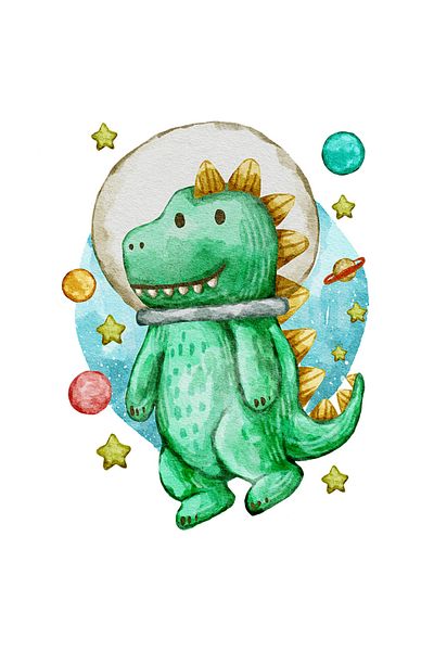 StoryGift Romania Sticker Autocolant 70CM Cu Dinozaur, Astronaut, Spatiu, Planete, cu Margini Albe, PVC Vinyl 70 cm