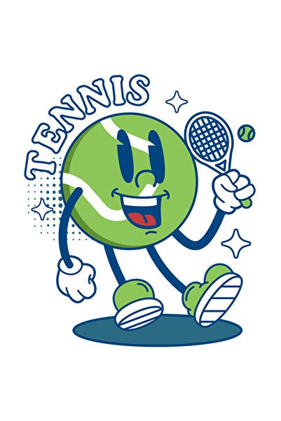 StoryGift Romania Sticker Adeziv 90CM cu Minge Tenis Animata Vesela Racheta Sport Text Tennis Sport Sanatate cu