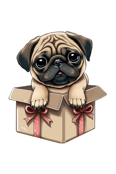 StoryGift Romania Sticker Autocolant 70CM cu un catelus Pug care iese dintr-o...