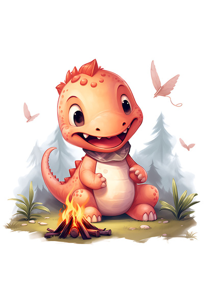 StoryGift Romania Sticker Autocolant 70CM cu un dinozaur vesel, ilustratie, i...