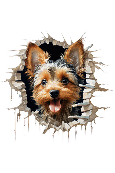 StoryGift Romania Sticker Eticheta 40CM cu un catel, gaura prin zid, ilustrat...