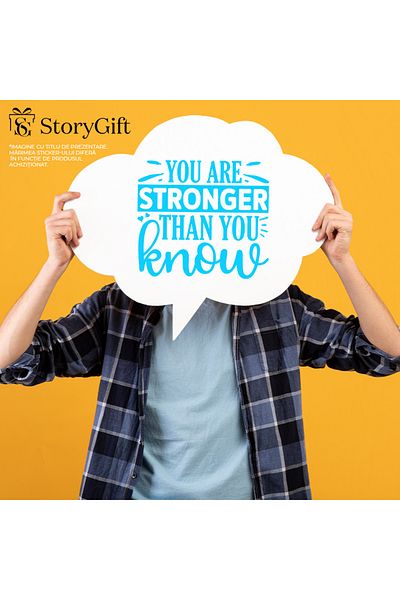 StoryGift Romania Sticker Eticheta 40CM Exterior cu mesajul in engleza "You are stronger than you know" - esti m