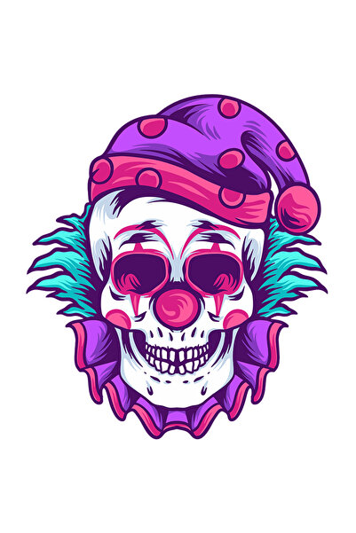 StoryGift Romania Sticker Autocolant 70CM Cu Craniu, Fes, Peruca, Clovn, Costum, Horror, cu Margini Albe, PVC V