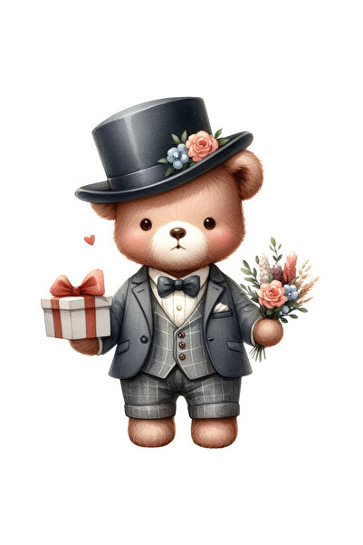 StoryGift Romania Sticker Autocolant 70CM cu un ursulet la costum, ilustratie...