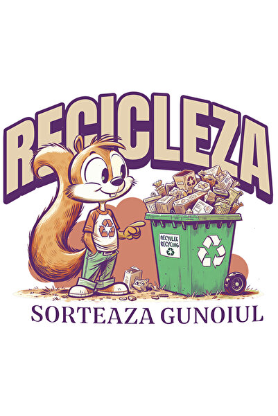 StoryGift Romania Sticker Autocolant 70CM Adeziv recicleaza veverita sorteaza...