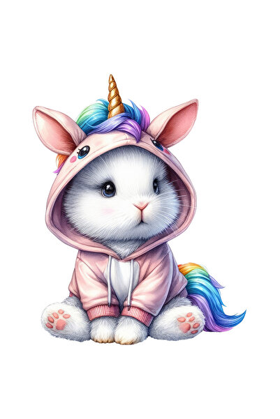 StoryGift Romania Sticker Autocolant 70CM cu un iepuras cu palarie de cowboy,...