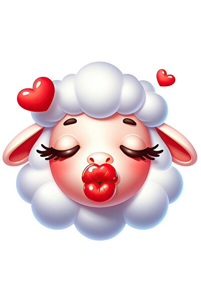 StoryGift Romania Sticker Eticheta 40CM cu o oita care da un pupic, apreciere, afectiune, ilustratie, Valentine'