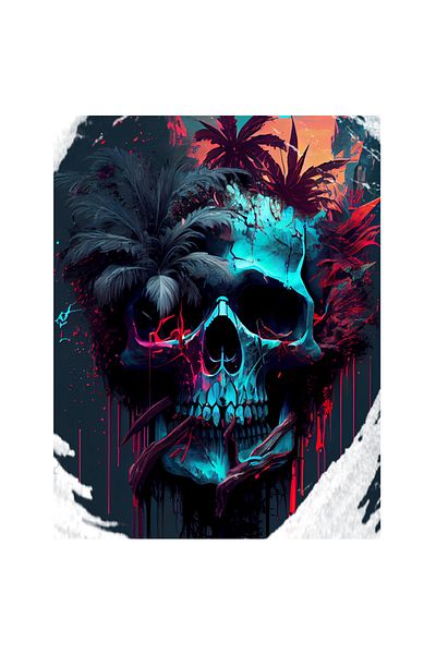 StoryGift Romania Sticker Autocolant 70CM Cu Craniu de Om Mort I Junga, Intr-Copaci Tropicali, Filme Horror, Des