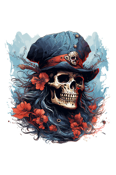 StoryGift Romania Sticker Autocolant 70CM cu un craniu cu palarie, ilustratie...