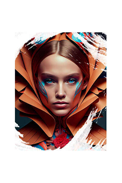 StoryGift Romania Sticker Eticheta 40CM Cu Portret Fata Ochii Albastri, Guler...