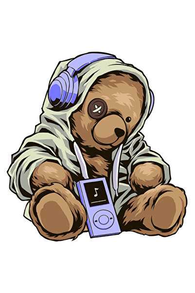 StoryGift Romania Sticker Autocolant 70CM Cu Urs De Plus, Hanorac, Casti, Muz...