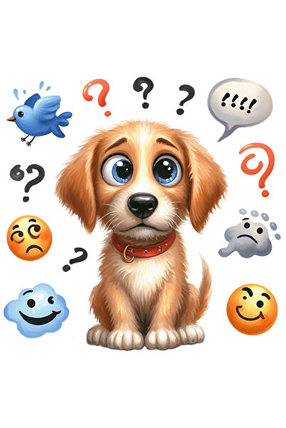 StoryGift Romania Sticker Autocolant 70CM cu un caine cam dezamagit, ilustrat...