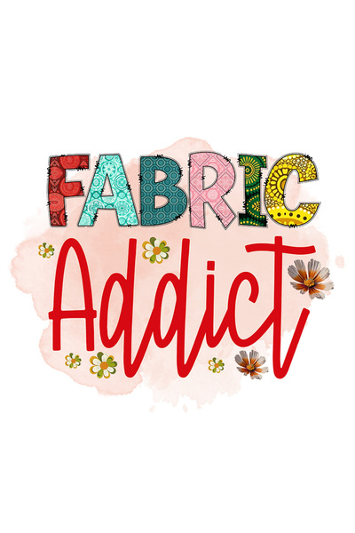 StoryGift Romania Sticker Eticheta 50CM cu mesajul "Fabric addict", profesie, ilustratie, munca, dedicare, pasiu