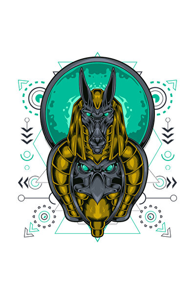 StoryGift Romania Sticker Adeziv 90CM Cu Zei Egipteni, Mecha, Anubis, Sci Fi, Roboti, cu Margini Albe, PVC Viny