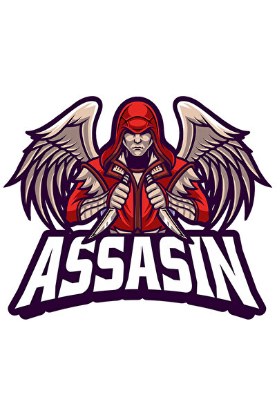 StoryGift Romania Sticker Adeziv 90CM Cu Mesaj Assasin, Inger, Pumnale, Aripi, Gluga, Emblema, cu Margini Albe,