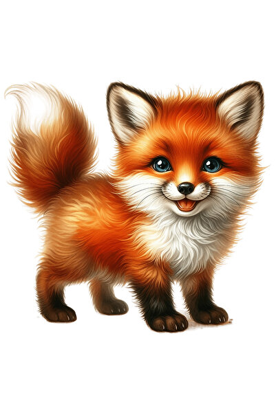 StoryGift Romania Sticker Cu O Vulpe Micuta, Ilustratie, Fericita, Jucausa, A...