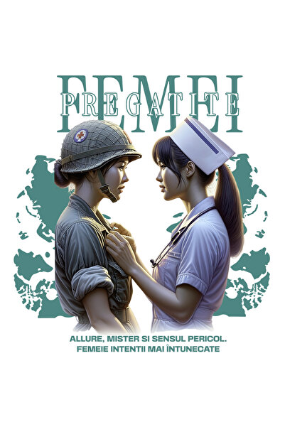 StoryGift Romania Sticker Adeziv Doua Femei Doctor Si Soldat Motivational Tex...