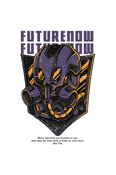 StoryGift Romania Sticker Autocolant 70CM Cu Monstru Masinarie Mov, Text In Engleza Future Now, Ilustratie, Unic