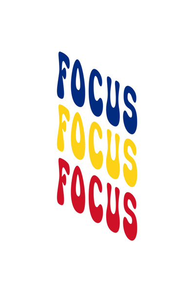 StoryGift Romania Sticker Autocolant 70CM Cuvantul Focus, in Culorile Steagului Romaniei, Rosu, Galben, Albastru