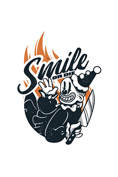 StoryGift Romania Sticker Adeziv 90CM Cu Mesaj In Engleza Smile Or Die, Clovn...