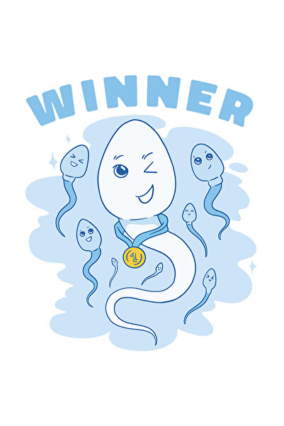 StoryGift Romania Sticker Autocolant 70CM Cu Mesaj Amuzant In Engleza Winner Sperm, Medalie, Primul Loc, cu Mar