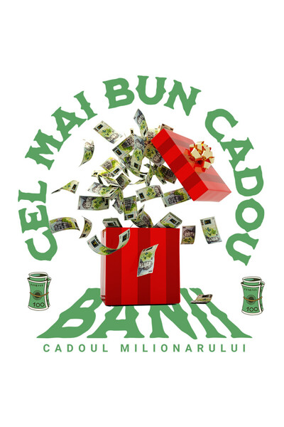 StoryGift Romania Sticker Adeziv 90CM cu Cutie Cadou Rosie Bancnote In Zbor, ...