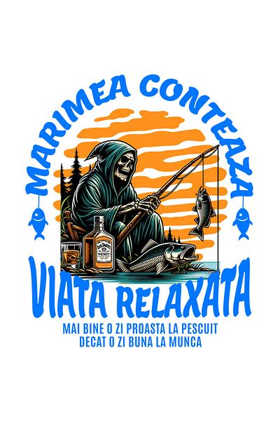 StoryGift Romania Sticker Cu Moarte Vesela Cu Undita Si Captura Sticla Alcool Whiskey Pescuit Hobby Cu Marg