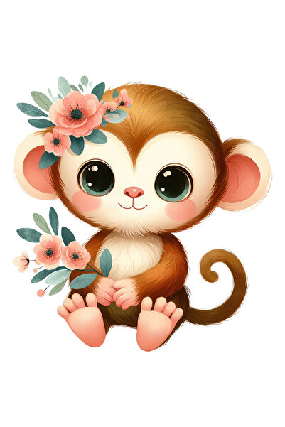 StoryGift Romania Sticker Adeziv 90CM cu o maimutica vesela, ilustratie, juca...