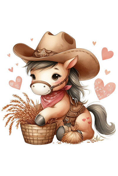 StoryGift Romania Sticker Cu Un Calut Cu Palarie De Cowboy, Ilustratie, Vestu...