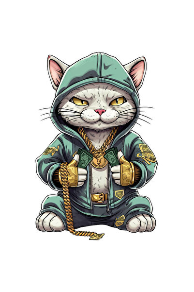 StoryGift Romania Sticker Adeziv 90CM Cu Pisica, Hanorac, Lant, Aur, Bani, Mo...