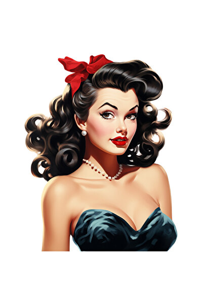 StoryGift Romania Sticker Adeziv 90CM cu o femeie frumoasa bruneta, ilustrati...