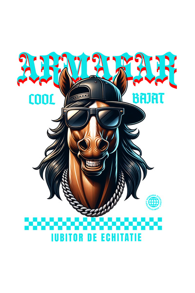 StoryGift Romania Sticker Autocolant 70CM Adeziv armasar cool cu ochelari de soare si sapca iubitorii de cai cu