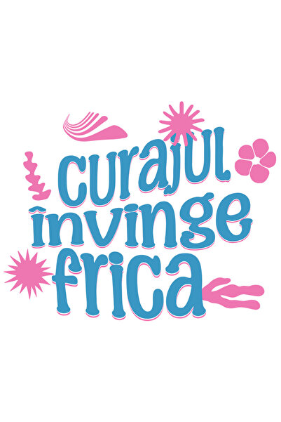 StoryGift Romania Sticker Eticheta 50CM cu Design Colorat Flori Text Motivational Curajul Invinge Frica Copii Pu