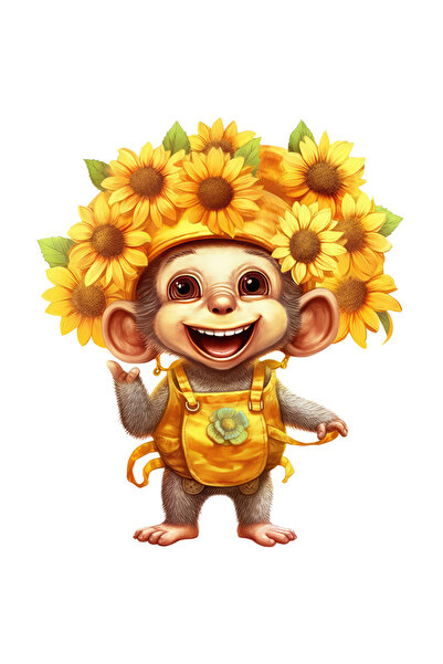 StoryGift Romania Sticker Eticheta 40CM cu o maimuta vesela, ilustratie, o mu...