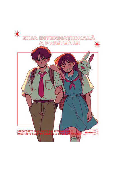 StoryGift Romania Sticker Eticheta 50CM Adeziv Ziua internationala a Prieteni...