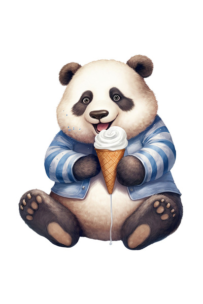 StoryGift Romania Sticker Adeziv 90CM cu un urs Panda vesel care tine o inghe...