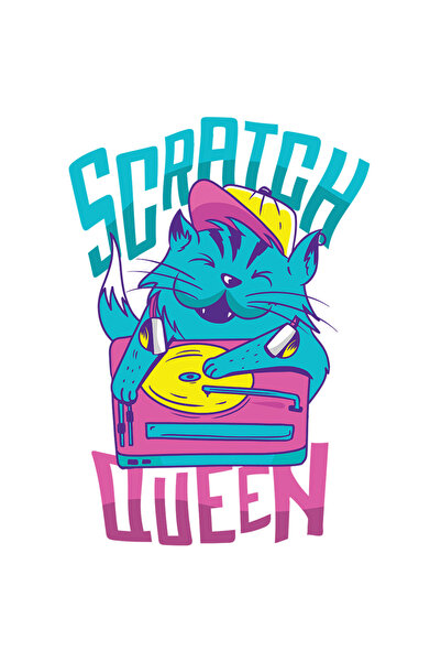 StoryGift Romania Sticker Eticheta 40CM Cu Mesajul Haios Scratch Queen, Pisica DJ, Palarie, Hippster, Iubitorii