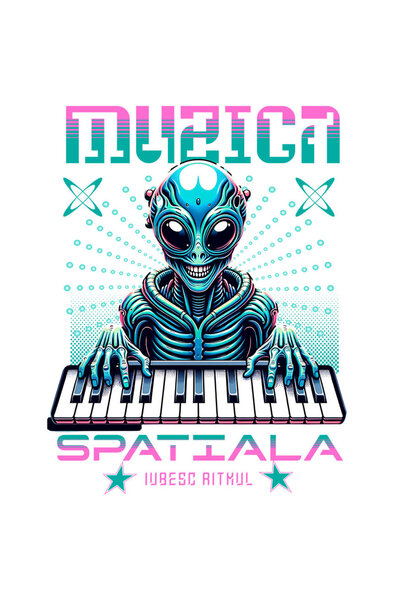 StoryGift Romania Sticker Autocolant 70CM cu Extraterestru Vesel In Costum Sp...