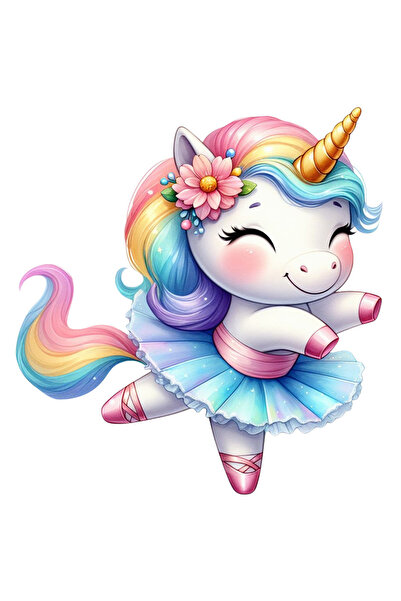 StoryGift Romania Sticker Autocolant 70CM cu un unicorn care danseaza, ilustr...