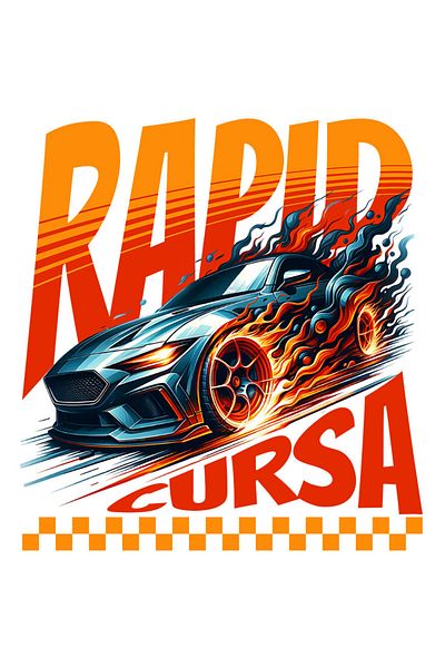 StoryGift Romania Sticker Autocolant 70CM cu Masina Neagra Sport In Flacari Iubitorii DE Viteza Text Rapid Cursa