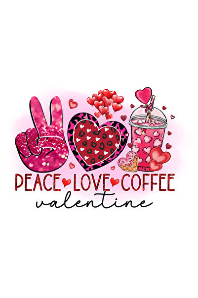 StoryGift Romania Sticker Autocolant 70CM cu mesajul "Peace, love, coffee, Va...