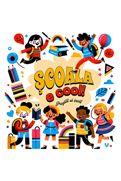 StoryGift Romania Sticker Eticheta 50CM Adeziv scoala e Cool. Pregatit sa inv...