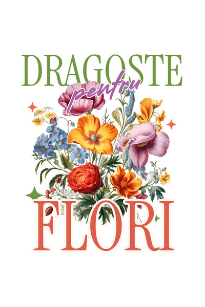 StoryGift Romania Sticker Cu Buchet De Flori Colorate Text Dragoste Pentru Fl...