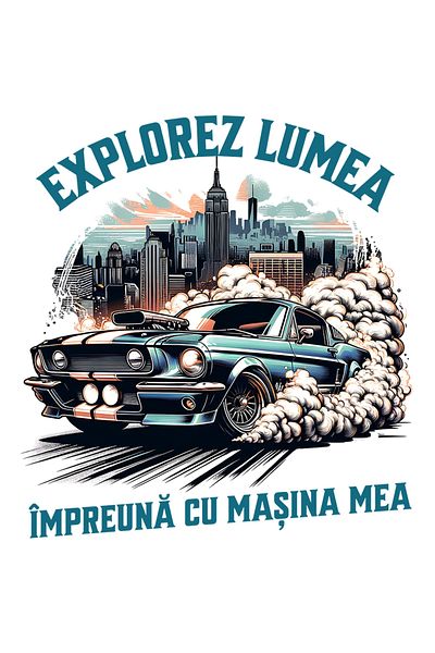 StoryGift Romania Sticker Eticheta 50CM Adeziv explorez lumea impreuna cu masina mea viteza cu Margini Albe, PV