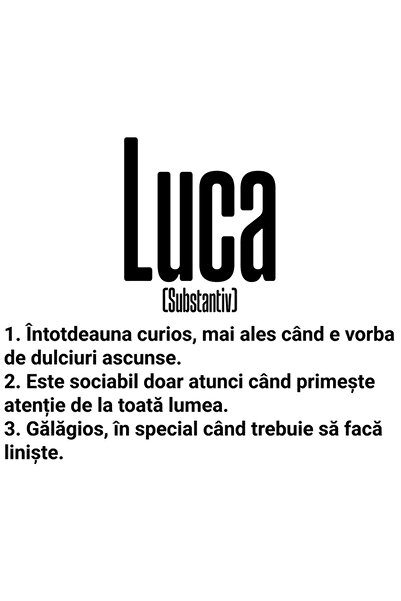 StoryGift Romania Sticker Autocolant 70CM Cu Numele Luca, Cu Mesaj Amuzant, C...