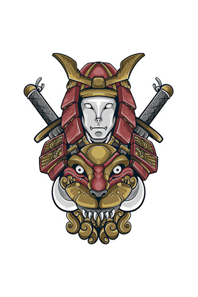 StoryGift Romania Sticker Autocolant 70CM Cu Samurai, Sabie, Monstru, Colti, ...