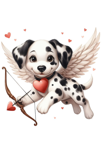 StoryGift Romania Sticker Autocolant 70CM cu un catelus Dalmatian care trage cu arcul, ilustratie, Cupidon, indr
