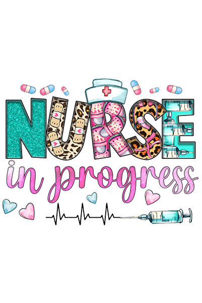 StoryGift Romania Sticker Adeziv 90CM cu mesajul "Nurse in progress", profesi...